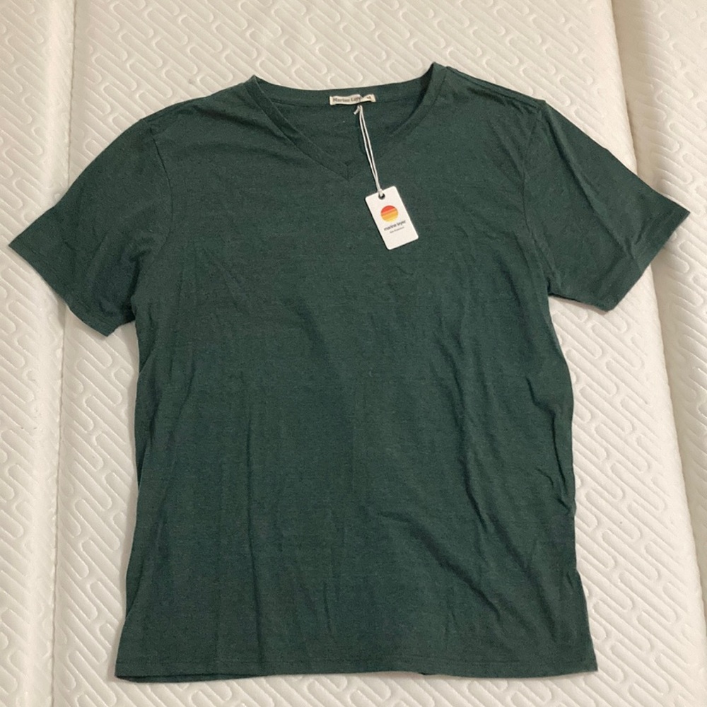 NWT Marine Layer V-Neck Shirt Pine Grove Green Medium